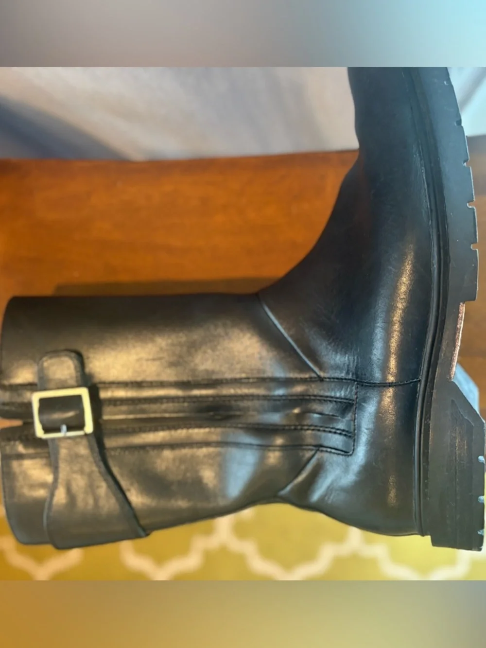 I Travel Mens Mid Length Black Leather Boots w/ Zipper Size 45 Eur